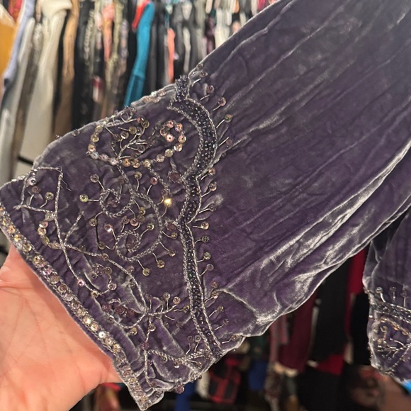 E C I  New York Embroidered Purple Velvet Bolero Jacket sz Small - Picture 3 of 10
